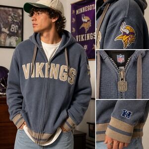 Minnesota Vikings Hoodie XXL NFL Pro Line Zip Waffle Thermal Vintage Streetware